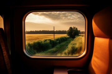 Train window great view. Interior modern. Generate Ai