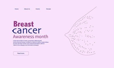 Abstract lines and dots symbol of the female breast and mammary gland. Wireframe for the landing page.