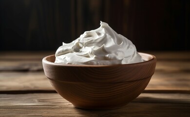 Fototapeta na wymiar Whipped cream bowl. Cooking food. Generate Ai