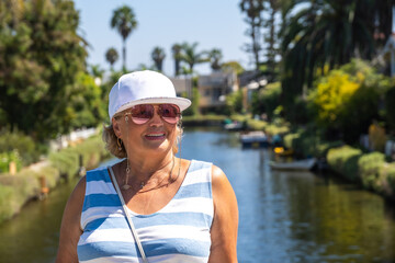 Senior Woman Strolling Venice in Los Angeles