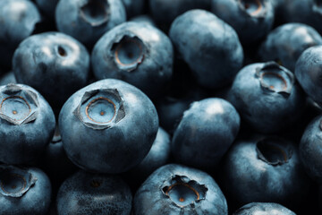 Tasty fresh blueberries as background, closeup view