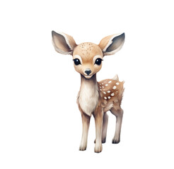Watercolor illustration of a cute deer. Generative AI, png image