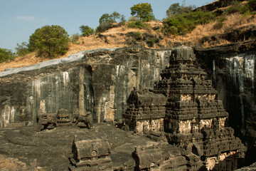 Top view of Kailash Temple, Ellora caves, World heritage site, Aurangabad India.