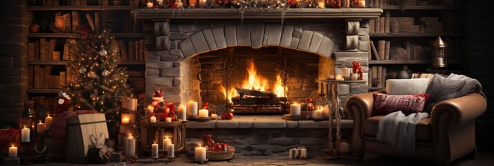 home interior decoration in merry x-mas, Generative AI