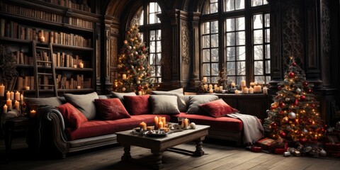Naklejka premium home interior decoration in merry x-mas, Generative AI