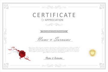 Certificate or diploma retro template vector template  - obrazy, fototapety, plakaty