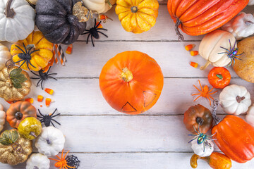 Preparation for Halloween with carving pumpkin
