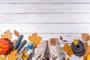 Autumn seasonal sport and fitness background