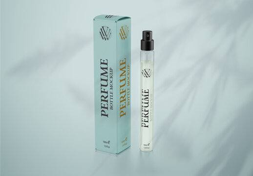 Glass Sample Vial Sprayer With Box Mockup