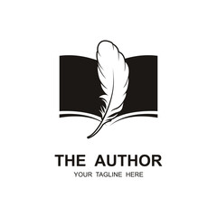 author's feather logo vector icon illustration design
