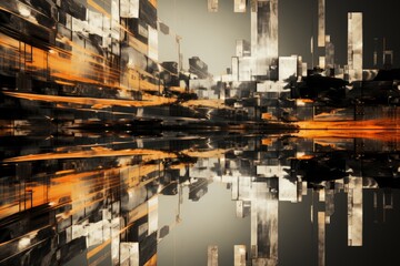 Abstract composition using mirror reflections 
