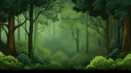 A green forest with trees. Elegant background with copy space for design