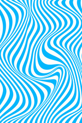 Fototapeta na wymiar Wavy striped pattern. Template background with blue waves. Optical illusion image