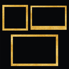 Set of golden glitter photo card frame, gold glitter photo frame