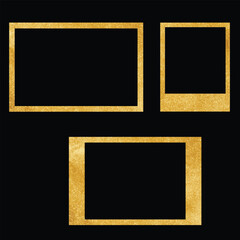 Set of golden glitter photo card frame, gold glitter photo frame
