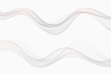 Set of gray abstract waves, wavy gray lines on a white background.