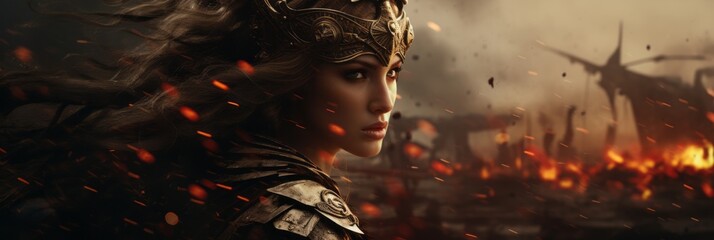 Minerva - The roman goddess of defense.generative ai
 - obrazy, fototapety, plakaty