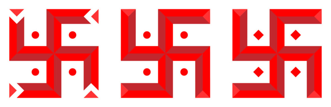 Set of Hindu Spiritual Swastik Illustrations