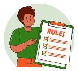Cartoon black man explaining the rules