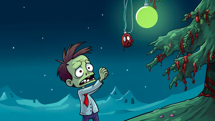 Zombie Weihnachten, Horror Märchen fr alternative Feiertage. Generiert mit KI