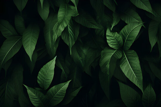 Leaves of Spathiphyllum Cannifolium, Abstract Green Texture, Nature Background, Tropical Leaf. © DavidGalih | Dikomo.