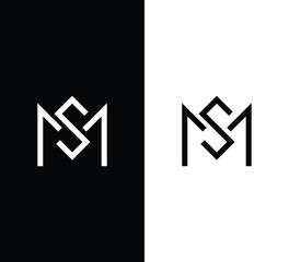 Monogram Letter MS Logo Design. Black and White Logo. Usable for Business Logos. Vector Logo Design Template - obrazy, fototapety, plakaty