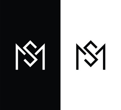 Monogram Letter MS Logo Design. Black and White Logo. Usable for Business Logos. Vector Logo Design Template
