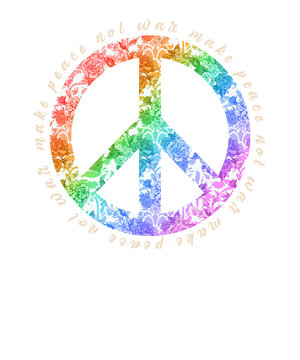Peace Symbol mit Friedenstaube und LGBTQ Regenbogenfarben