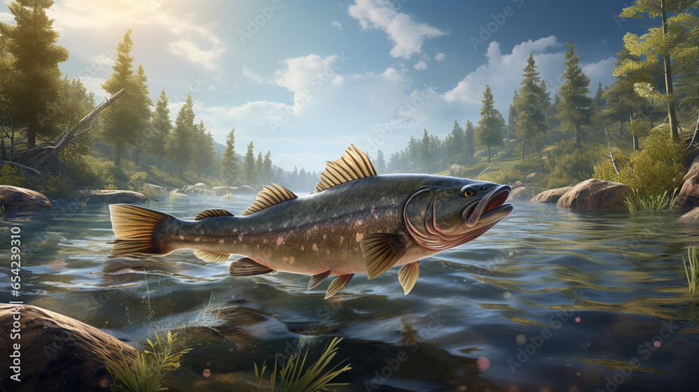 Wall mural Walleye fish fishing game catched freshwater - Wall murals