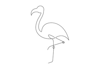 Obraz premium Flamingo single line drawing vector illustration. Continuous one hand drawn summer symbol. Stylish decorative element. Amazing for poster and banner minimalism style. Premium vector.