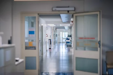 Fotobehang Hospital Floor Interior, empty hospital corridor © Raivo
