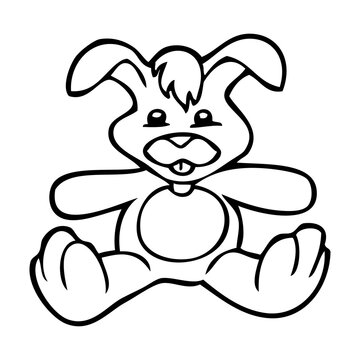 rabbit doll line vector illustration