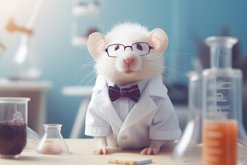 Hamster like a doctor or scientist working in research laboratory. Generative AI - 654242148