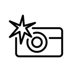 Camera with Flash Vector icon design. Isolated Camera with a burst of Light sign design.