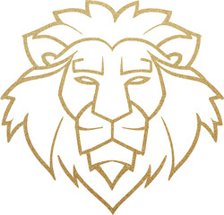 Golden glitter lion head, gold glittering lion