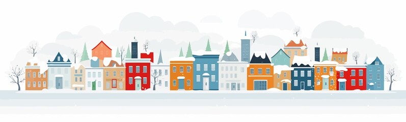 Snowy Cityscapes vector flat minimalistic isolated vector style illustration