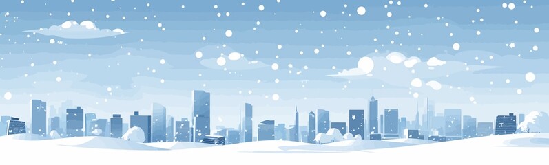 Snowy Cityscapes vector flat minimalistic isolated vector style illustration