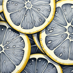Abstract illustration of lemon slices created with Generative