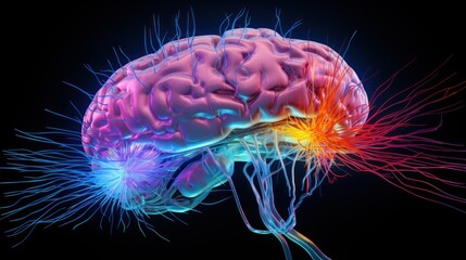 Human brain research concept. Neural mapping visualization used in neuroscience research