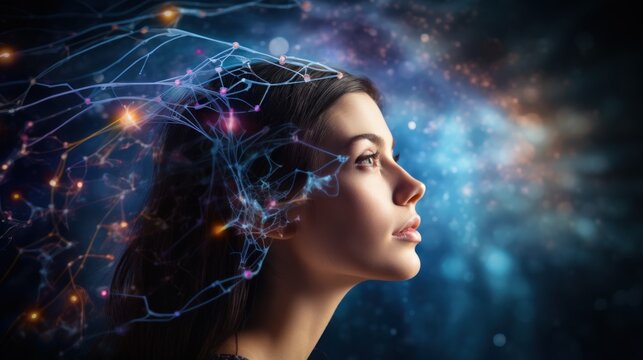 Measuring electrical activity of the human brain, electroencephalography (EEG) process , showing patterns of activity,  neurons