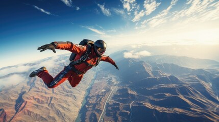 Skydiver enjoy in free fall - obrazy, fototapety, plakaty