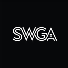 Monogram Letter SWSA Logo Design Vector. Black and White Logo. Usable for Business Logos. Vector Logo Design Template