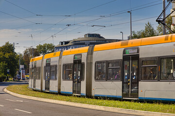 Westplatz mit Straßenbahn Haltestelle in Leipzig, Sachsen, Deutschland