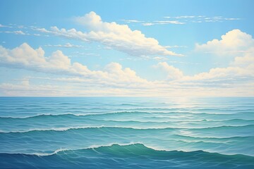 calm sea scene with tranquil waves and sky, ideal for contemplation and mindfulness. Generative AI