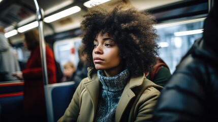 Woman in public transport