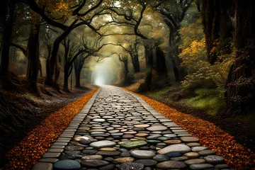 Papier Peint photo Lavable Route en forêt a broad road made of precious stones leading to a beautiful destiny