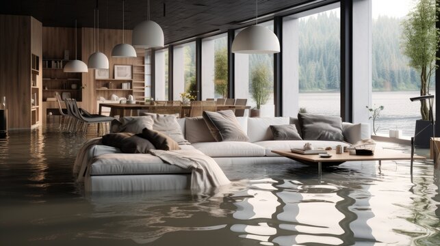 Flooded Modern Furniture In The House