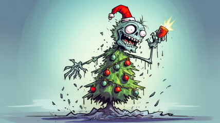 Zombie Weihnachten, Horror Märchen für alternative Feiertage. Generiert mit KI