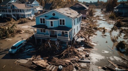 Obraz na płótnie Canvas Hurricane destroyed homes