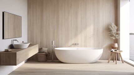Fototapeta na wymiar Modern minimalist Scandinavian bathroom